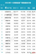 2022年1月-6月新能源汽车厂商销量排行榜 202